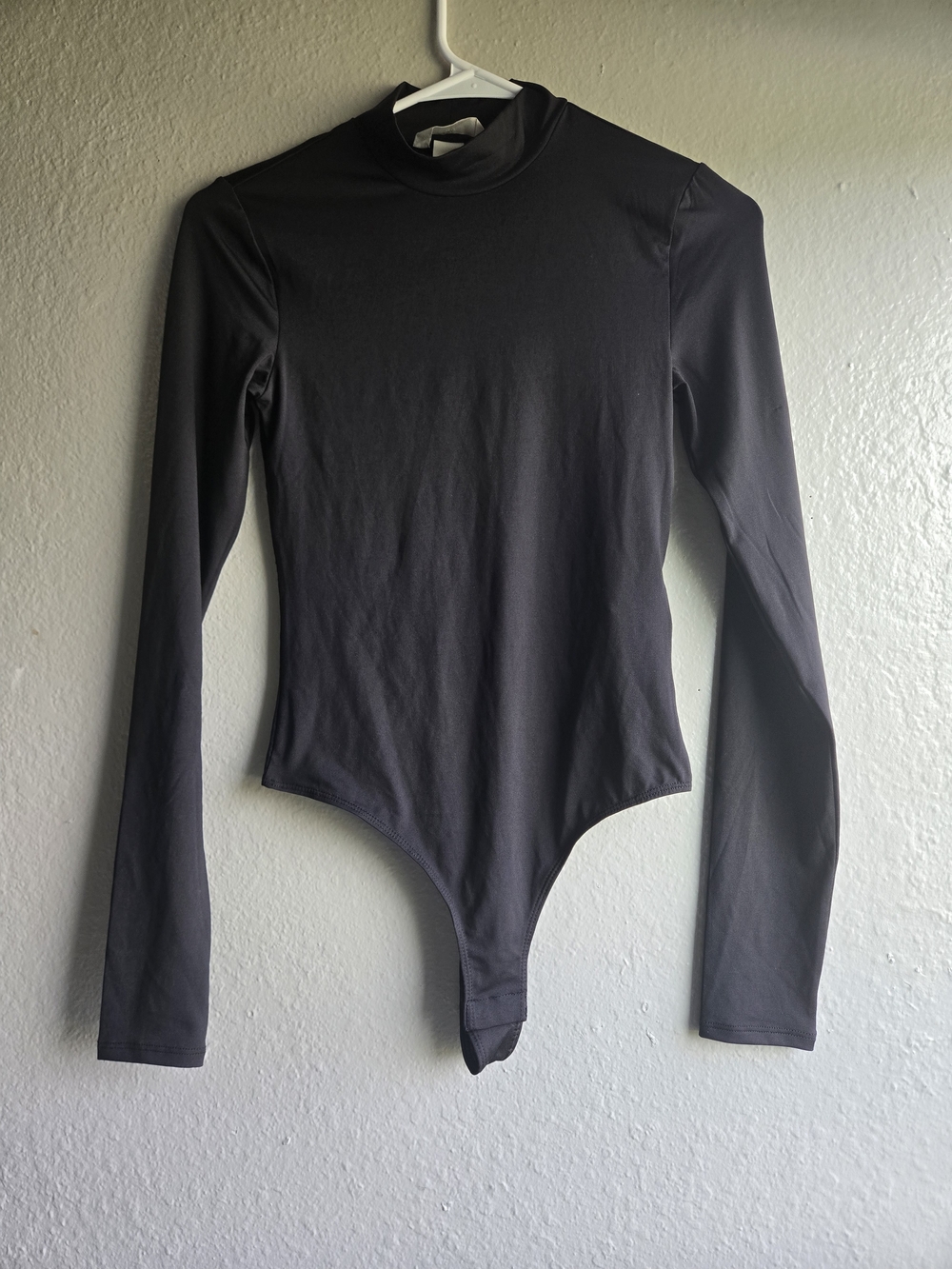 H&M Womens Black Long Sleeve Mock Neck Bodysuit Size XS Minimalist Basicshkt
